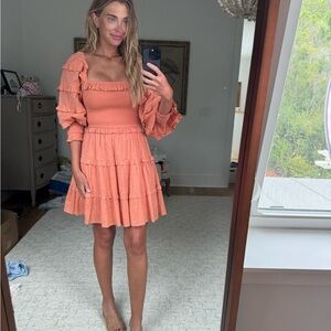 Elegant Orange Ruffle Dress